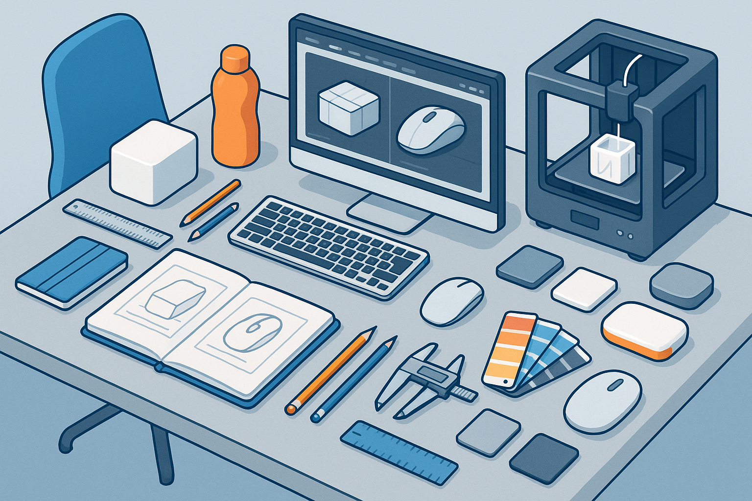 Isometric style showing product prototyping and design
