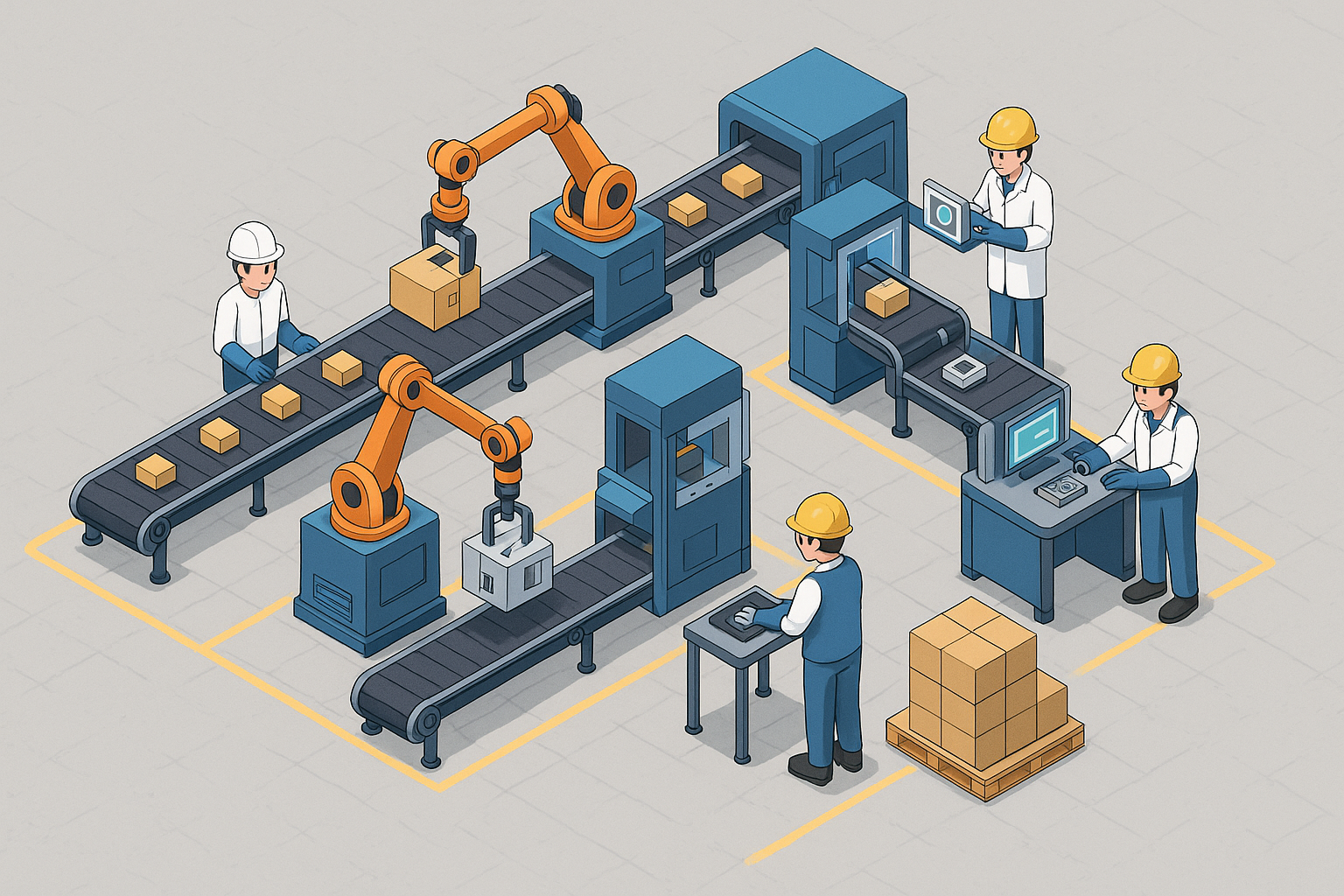 Isometric style small manufacturing line
