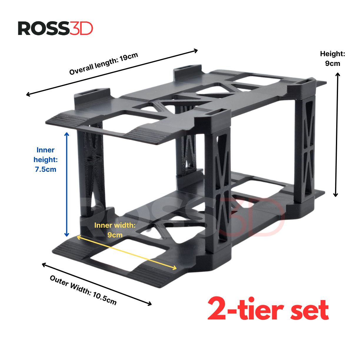 ROSS3D Stackable Display Rack for Lego Speed Champions and Lepin – Extendable Storage Stand for Collectible Car Sets