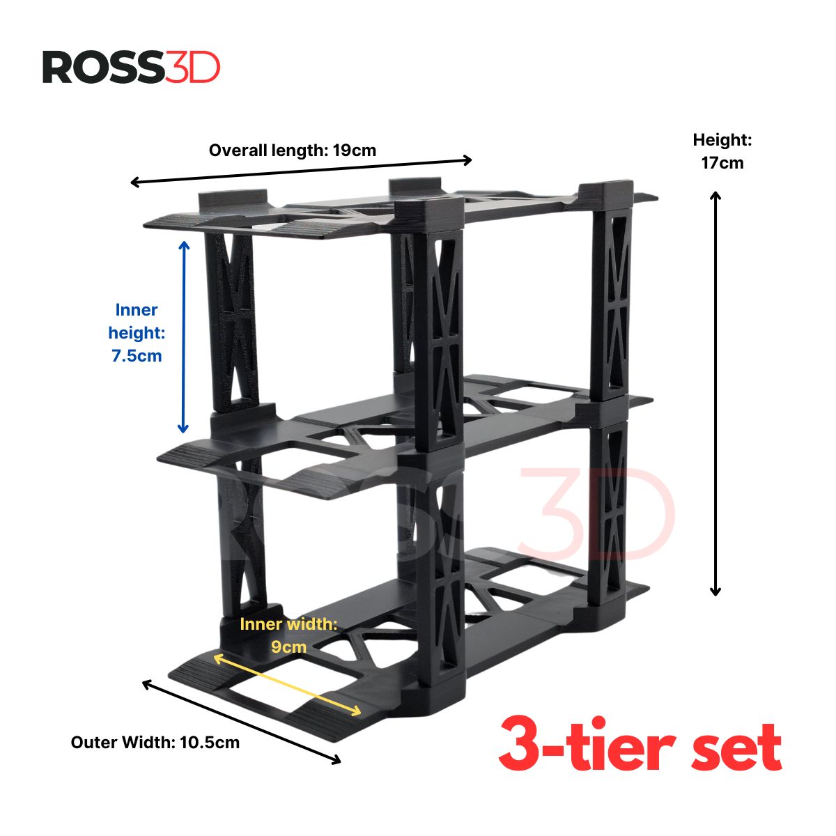ROSS3D Stackable Display Rack for Lego Speed Champions and Lepin – Extendable Storage Stand for Collectible Car Sets