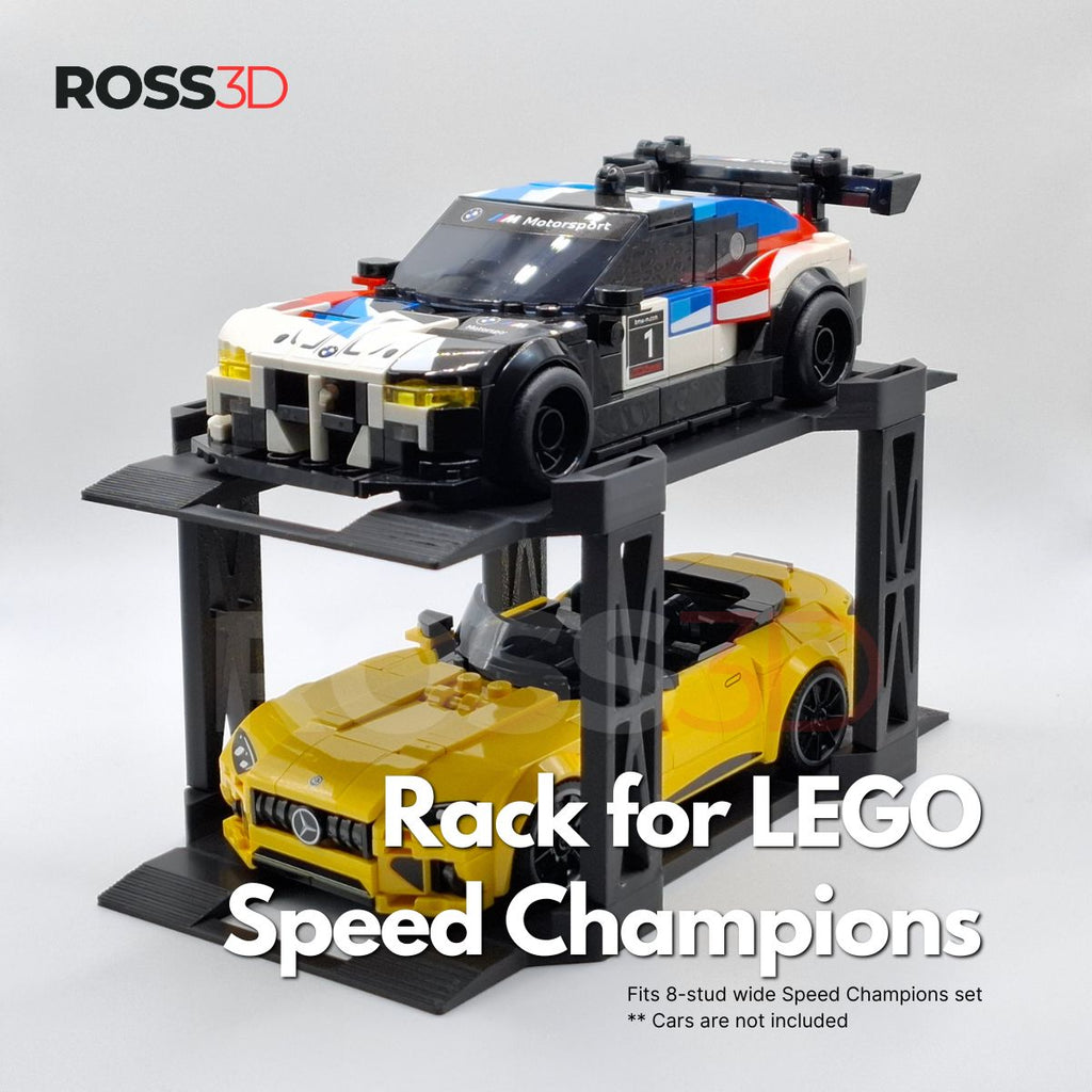 ROSS3D Stackable Display Rack for Lego Speed Champions and Lepin – Extendable Storage Stand for Collectible Car Sets