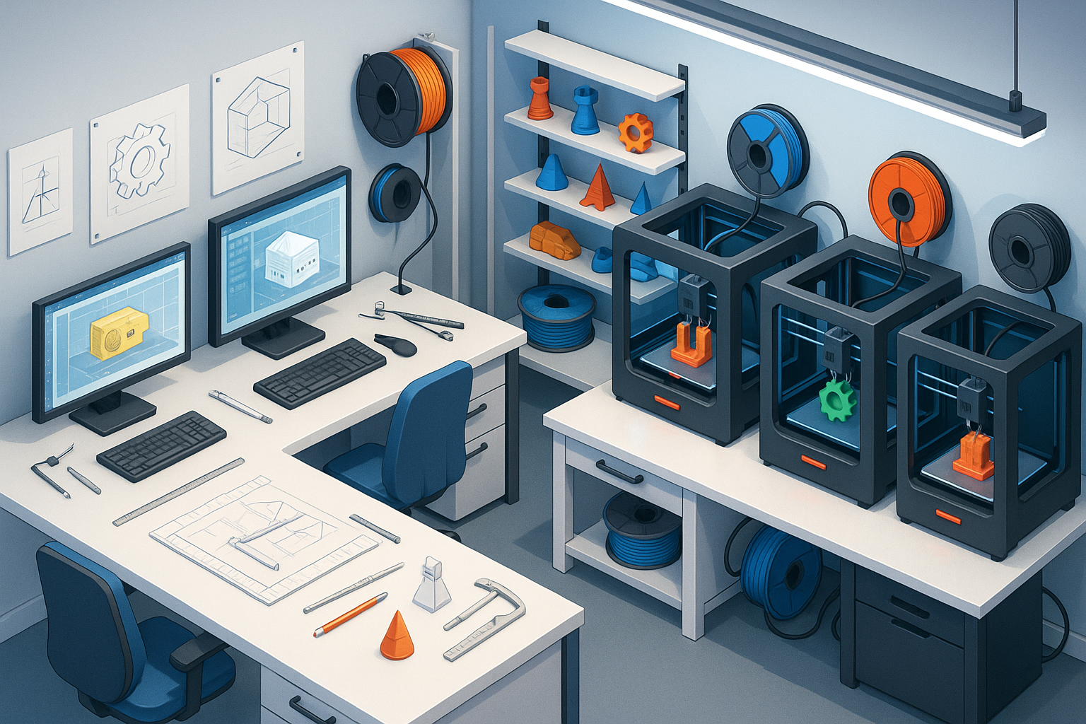 isometric style featuring 3d printing and design service
