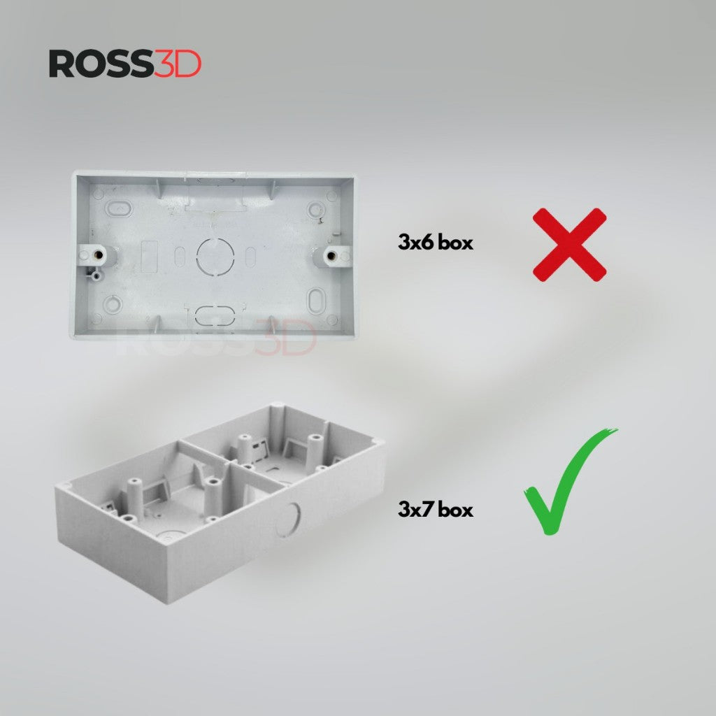 ROSS3D Smart Switch Spacer – Fits 3x7 Two-Gang / Dual-Gang / 2 Gang Wall Switches – 5/10/15/20mm Extension